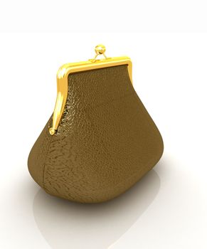 Leather purse on a white background