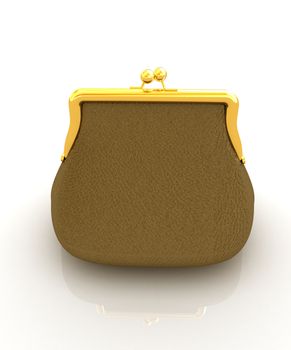 Leather purse on a white background