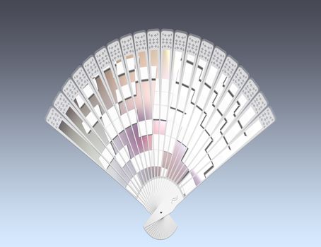 Colorful hand fan. Isolated on gray 