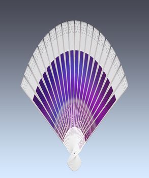 Colorful hand fan isolated on gray