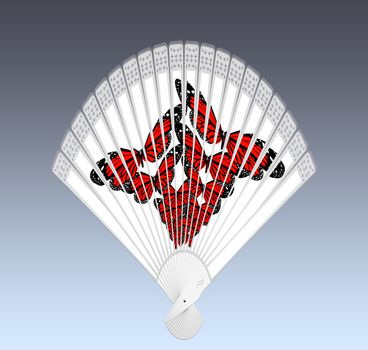 Colorful hand fan isolated on gray 