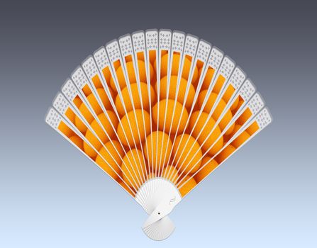 Colorful hand fan. Isolated on gray 