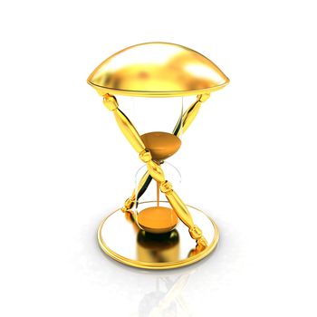 Transparent hourglass isolated on white background. Sand clock icon 3d illustration. 