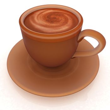 Coffee cup on saucer on a white background