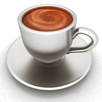 Coffee cup on saucer on a white background