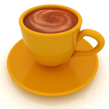 Coffee cup on saucer on a white background