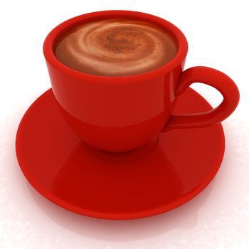 Coffee cup on saucer on a white background