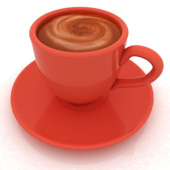 Coffee cup on saucer on a white background