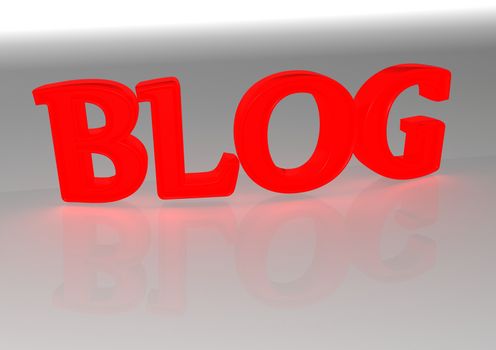 Glossy red three-dimensional inscription Blog as a sign.
