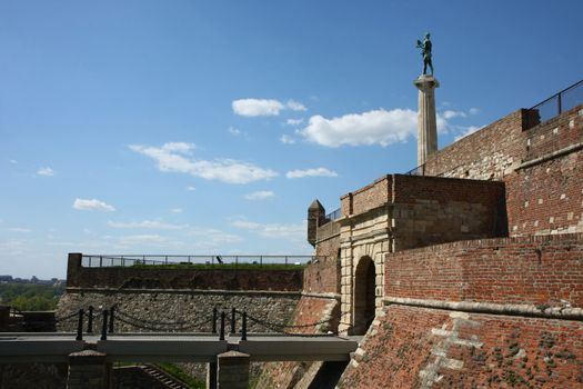 Kalemegdan fortress with the Winner statue, in Belgrade,Serbia