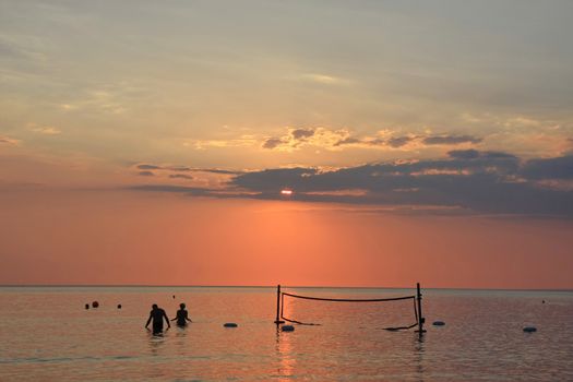 Sunset at Aegean sea,Mediterranean,Greece,Halkidiki peninsula
