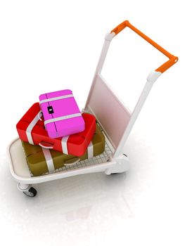 Trolley for luggage at the airport and luggage