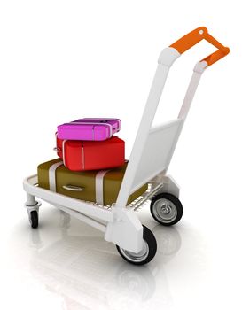 Trolley for luggage at the airport and luggage