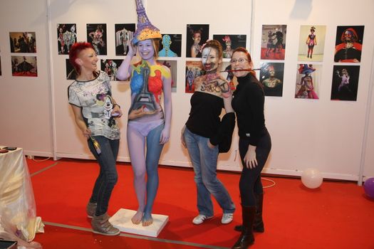 Body art at 23th iinternational fair and congress of cosmetics, solarium, equipment, wellness, spa and hair care, the largest beauty fair in South-east Europe, The touch of Paris, 26th and 27th April 2014. Belgrade,Serbia