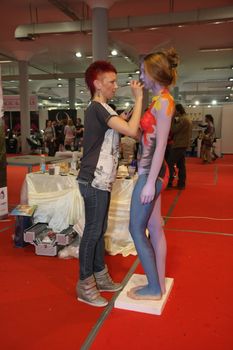 Body art at 23th iinternational fair and congress of cosmetics, solarium, equipment, wellness, spa and hair care, the largest beauty fair in South-east Europe, The touch of Paris, 26th and 27th April 2014. Belgrade,Serbia