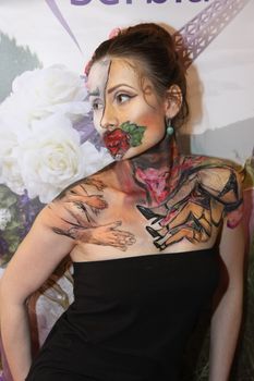 Body art at 23th iinternational fair and congress of cosmetics, solarium, equipment, wellness, spa and hair care, the largest beauty fair in South-east Europe, The touch of Paris, 26th and 27th April 2014. Belgrade,Serbia