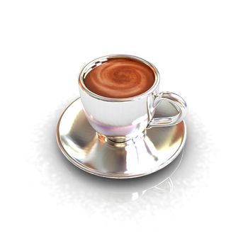 Coffee cup on saucer on a white background