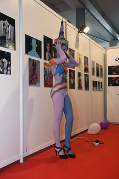 Body art at 23th iinternational fair and congress of cosmetics, solarium, equipment, wellness, spa and hair care, the largest beauty fair in South-east Europe, The touch of Paris, 26th and 27th April 2014. Belgrade,Serbia