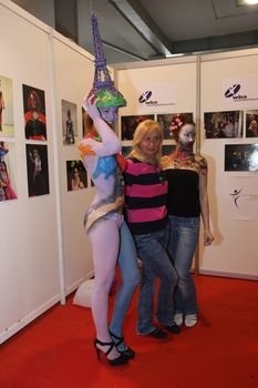 Body art at 23th iinternational fair and congress of cosmetics, solarium, equipment, wellness, spa and hair care, the largest beauty fair in South-east Europe, The touch of Paris, 26th and 27th April 2014. Belgrade,Serbia