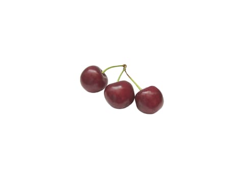 Three of ripe berries, cherries on a white background