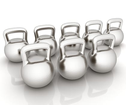 Metall weights on a white background