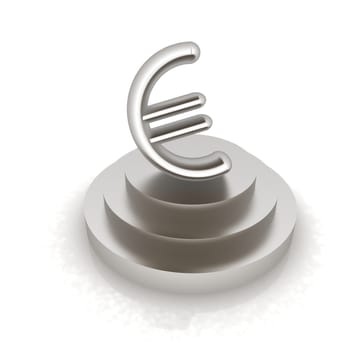 Euro sign on podium. 3D icon on white background 