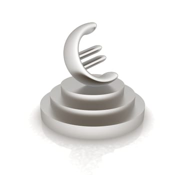 Euro sign on podium. 3D icon on white background 