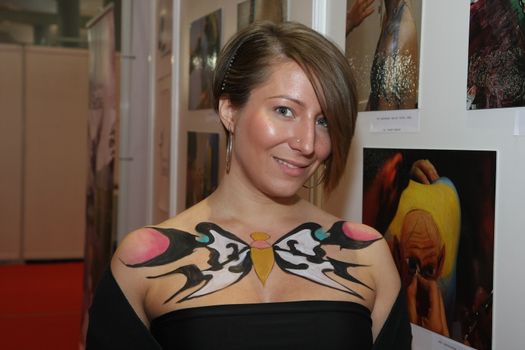 Body art at 23th iinternational fair and congress of cosmetics, solarium, equipment, wellness, spa and hair care, the largest beauty fair in South-east Europe, The touch of Paris, 26th and 27th April 2014. Belgrade,Serbia