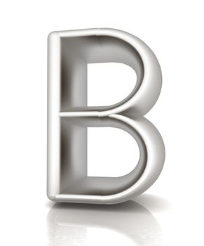 3D metall letter "B" isolated on white 