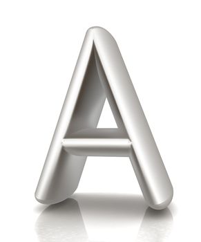 3D metall letter "A" isolated on white 