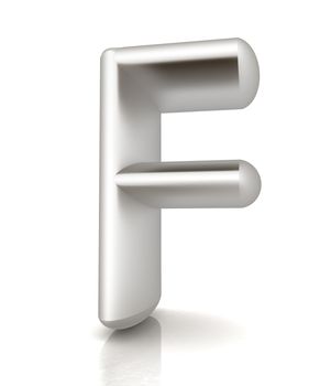 3D metall letter "F" isolated on white 