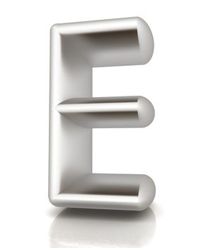 3D metall letter "E" isolated on white 