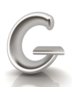 3D metall letter "G" isolated on white 