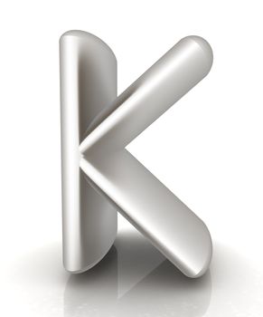 3D metall letter "K" isolated on white 