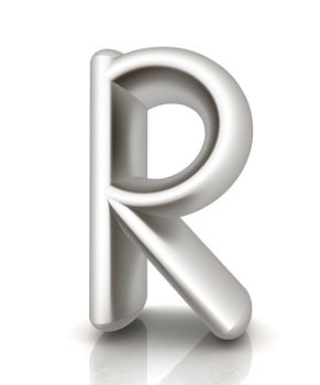 3D metall letter "R" isolated on white 