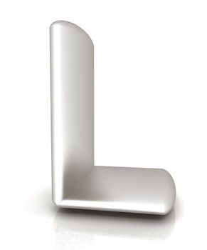 3D metall letter "L" isolated on white 