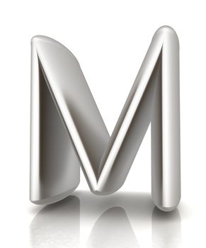 3D metall letter "M" isolated on white 