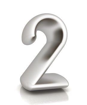 Number "2"- two on white background