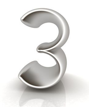 Number "3"- three on white background