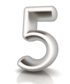 Number "5"- five on white background