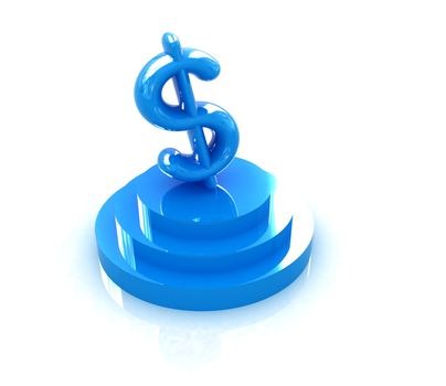 icon dollar sign on podium on a white background 