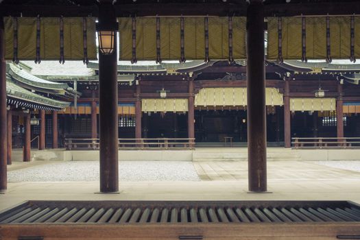 empty inner yard of Japanese temple 