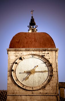 Clock tower on old church