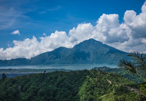 Landscape with old Indonesian volcano in Bali