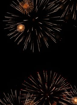 beatiful firework explosion in the night sky