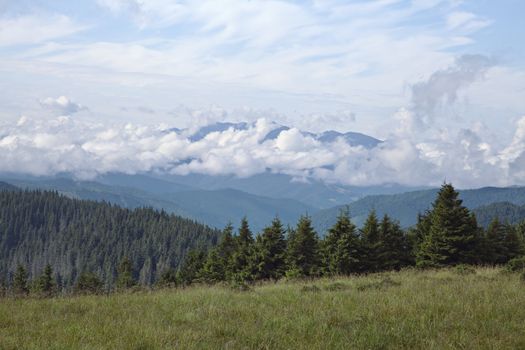 Mountain landscape, Eastern Carpathians mountains, view from above
