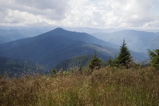 Mountain landscape, Eastern Carpathians mountains, view from above