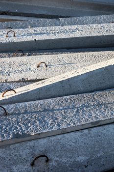 Stack of new concrete blocks on the construction site.