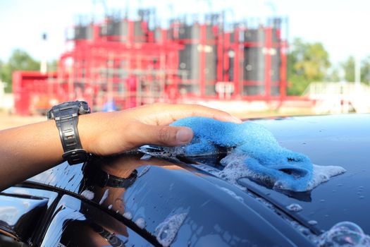 A Hand washing car with