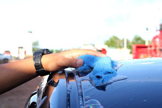 A Hand washing car with